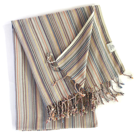 Casablanca Sustainable Striped Turkish Towel / Blanket Beige