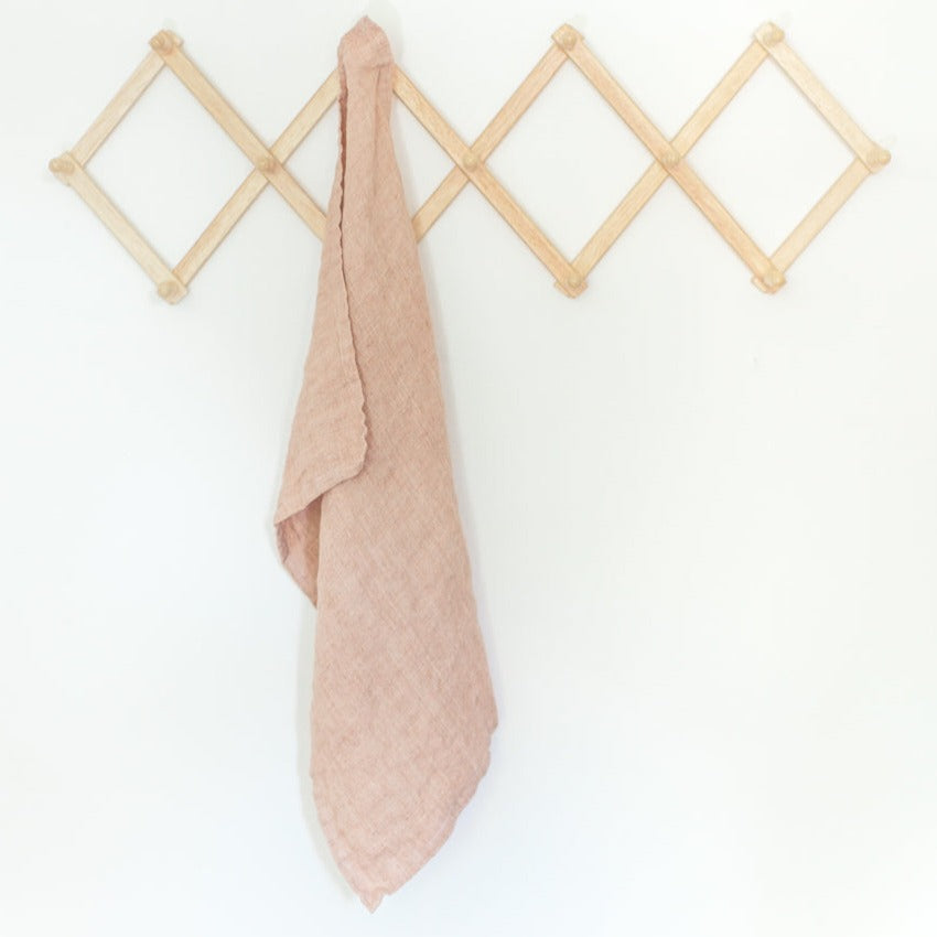 Stone Washed Linen Tea Towel - Blush