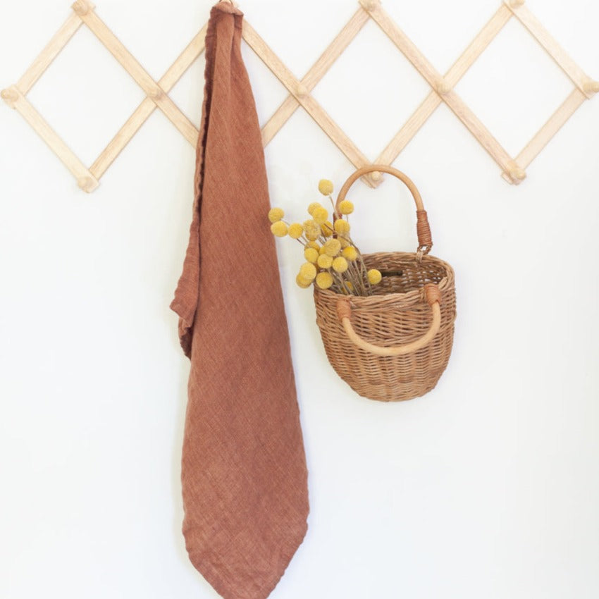 Stone Washed Linen Tea Towel - Terracotta