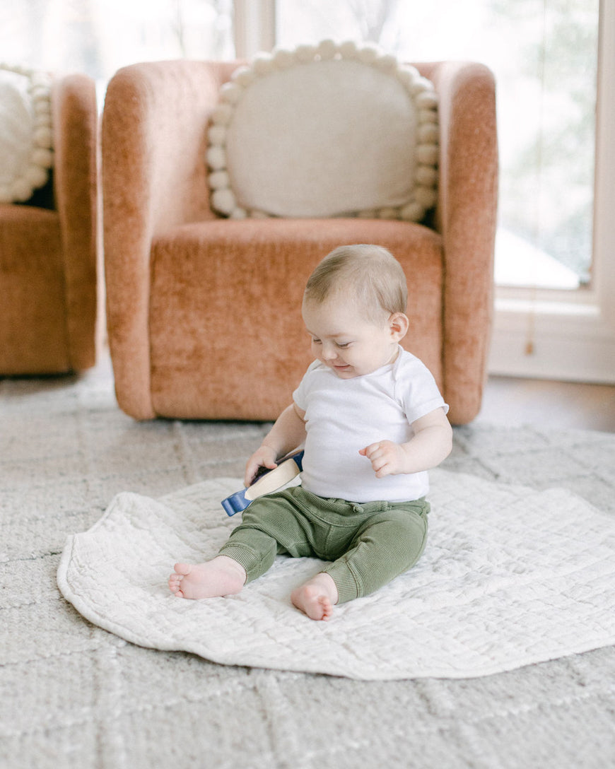 Stone Washed Linen Quilted Play Mat