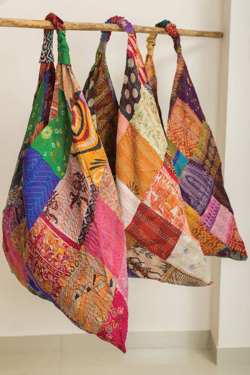 Kantha Silk Triangle Bag